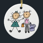 Two Stick Figure Girls Ornament<br><div class="desc">Two cute stick figure girls ornament.</div>
