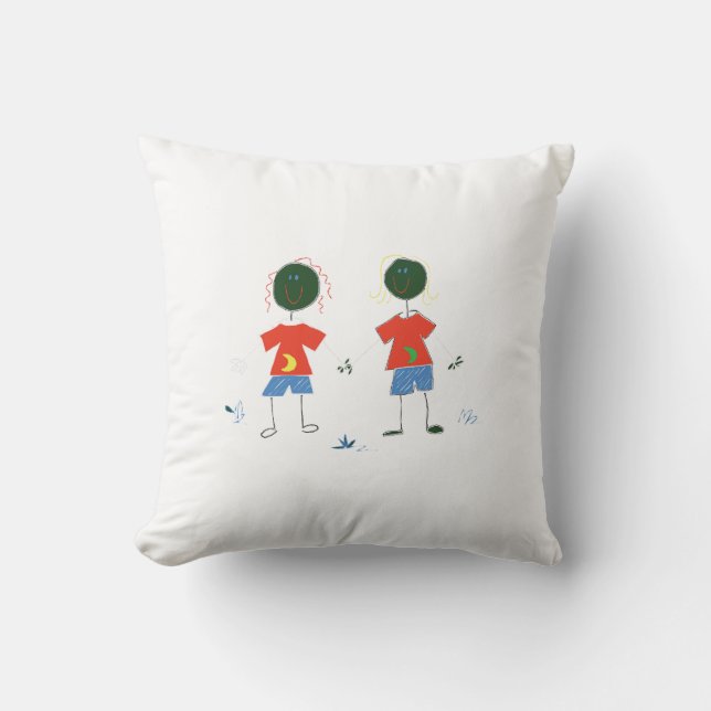 TWO STICK FIGURES. THROW PILLOW (Front)