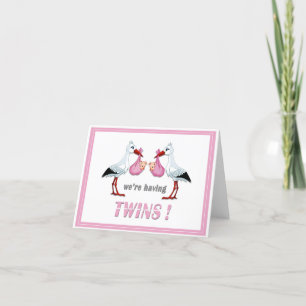 Two Storks Announcement Having Twins Two Girls