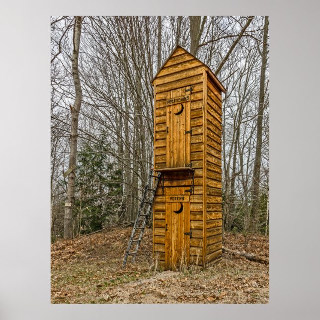 Two-story Outhouse for Voters and Politicians Poster (Front)