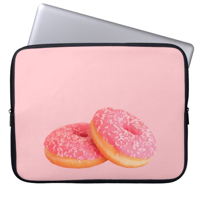 TWO STRAWBERRY DOUGHNUTS WITH SPRINKLES LAPTOP SLEEVE (Front)