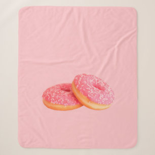TWO STRAWBERRY DOUGHNUTS WITH SPRINKLES SHERPA BLANKET