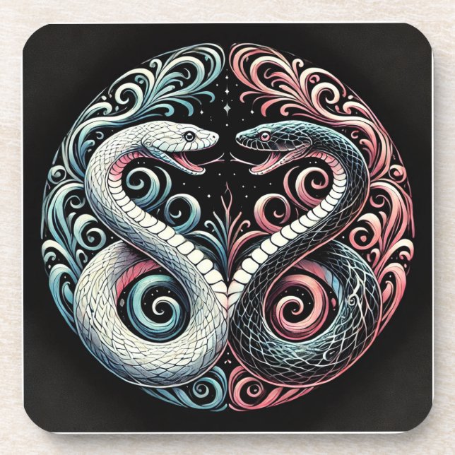 Two stylized snakes coaster (Front)