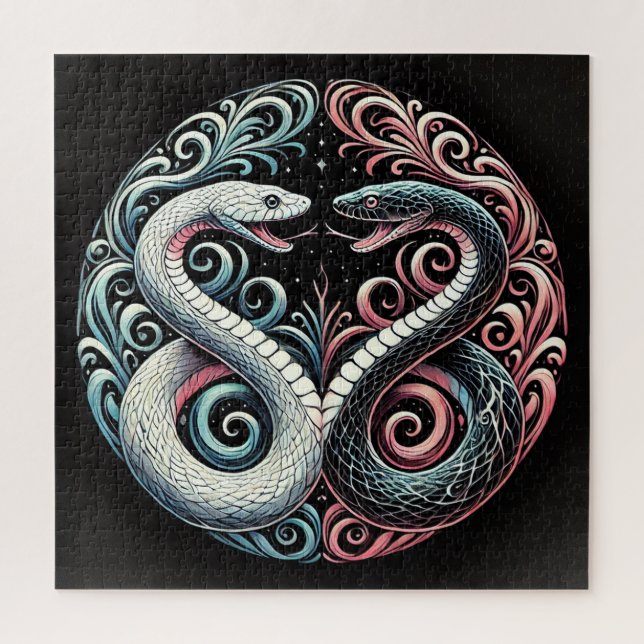 Two stylized snakes jigsaw puzzle (Vertical)