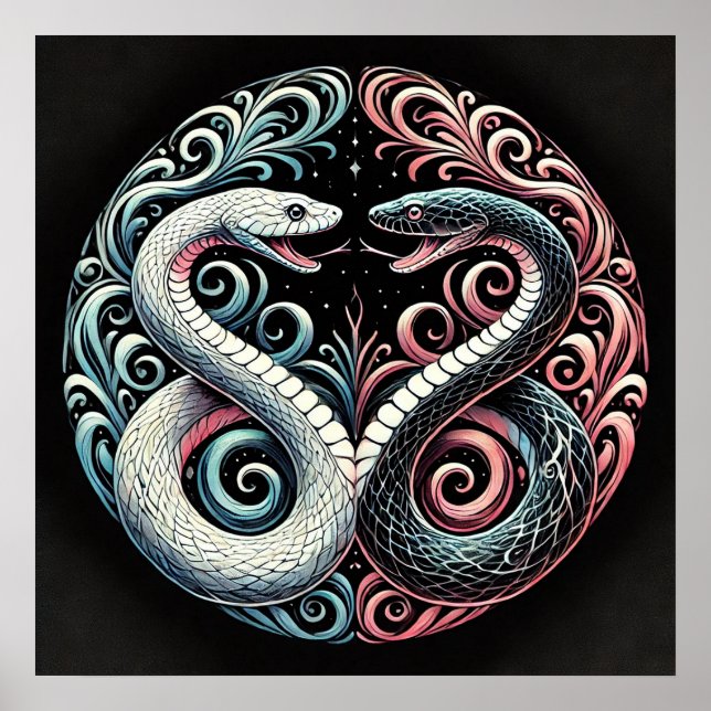 Two stylized snakes poster (Front)