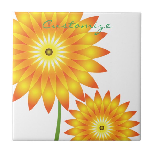 Two Sunflower Plant Thunder_Cove Tile (Front)
