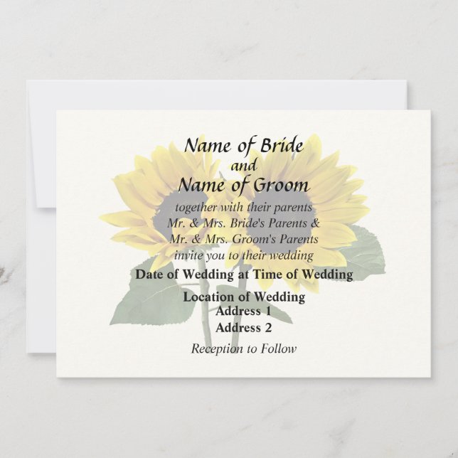 Two Sunflowers One Looking Up the Other Down Invitation (Front)