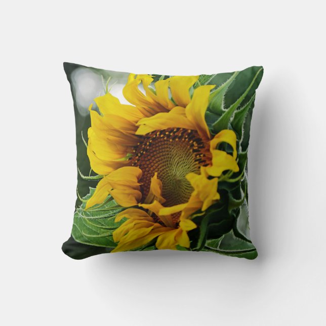 Two Sunflowers Two Sides Throw Pillow (Front)