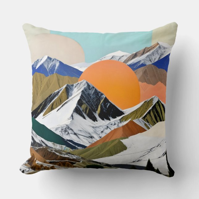 Two Suns Rising Throw Pillow (Front)