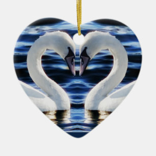 Two swans ceramic ornament