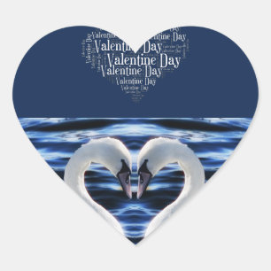 Two swans heart sticker