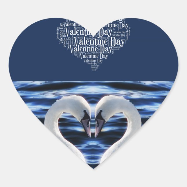 Two swans heart sticker (Front)