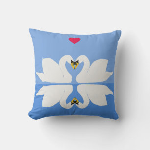 Two Swans in Heart Pose Throw Pillow