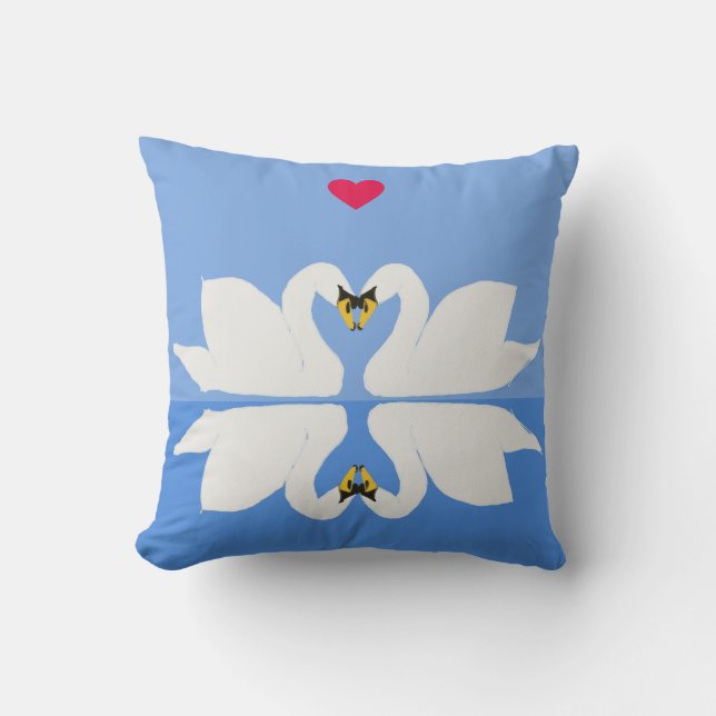 Two Swans in Heart Pose Throw Pillow (Front)