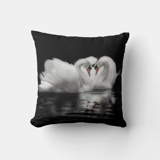 Two swans in love wildlife cushion (Front)