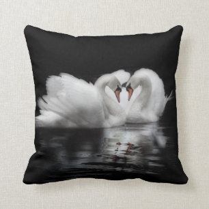 Two swans in love wildlife cushion