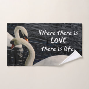 Two Swans on Lake Hand Towel