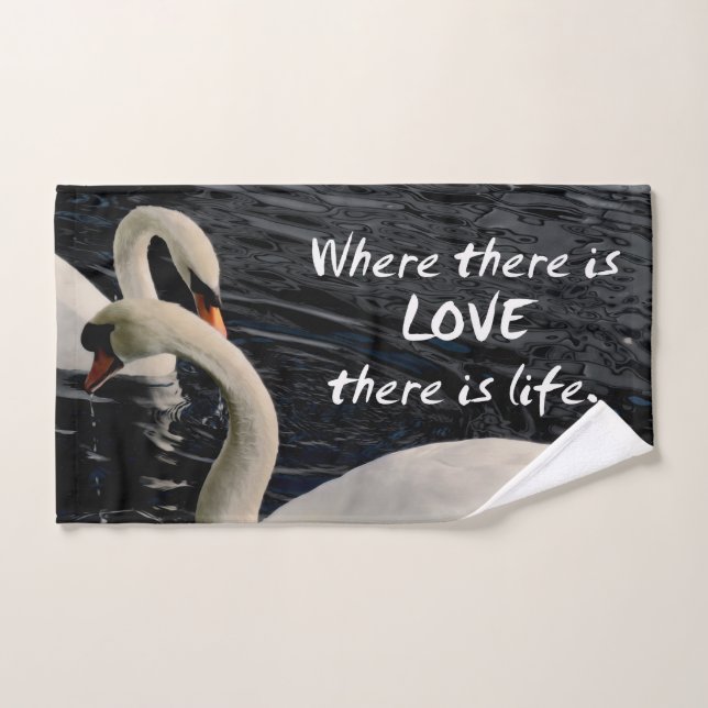 Two Swans on Lake Hand Towel (Hand Towel)