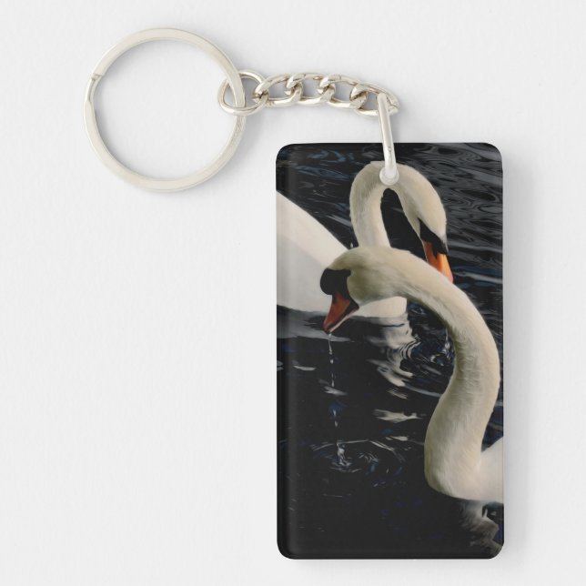 Two Swans on Lake Keychain (Front)