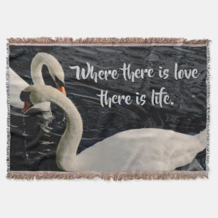 Two Swans on Lake Throw Blanket