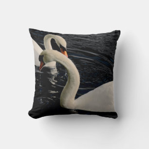Two Swans on Lake Throw Pillow