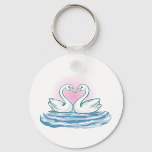 Two Swans Swimming Keychain