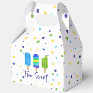 Two Sweet 2nd Birthday blue green Favor Box