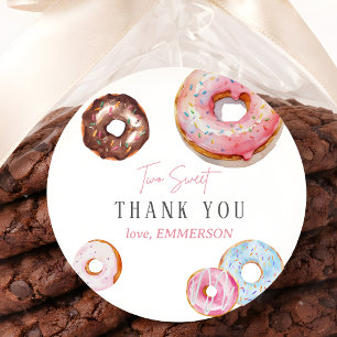 Two Sweet 2nd Birthday Doughnut Thank You Classic Round Sticker
