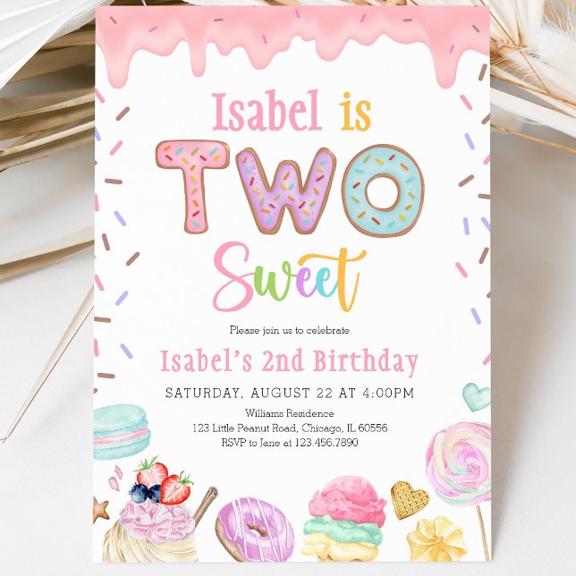 Two Sweet 2nd Birthday Invitation (Creator Uploaded)