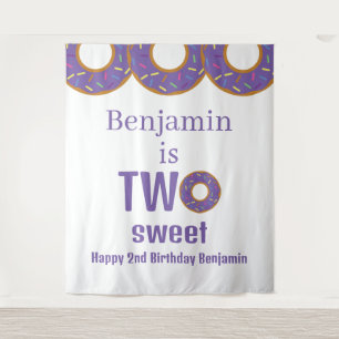 Two Sweet 2nd Birthday Purple Doughnut Party Tapestry