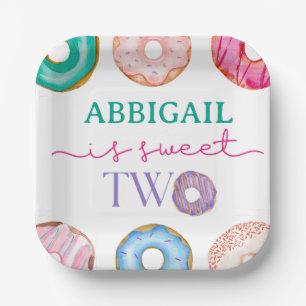 Two Sweet 2nd Doughnut Theme Birthday Paper Plate