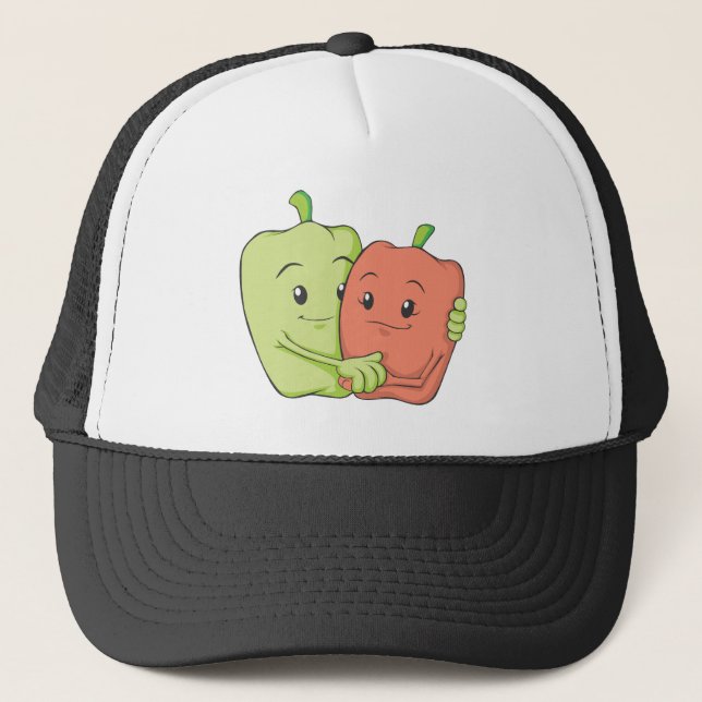Two Sweet Bell Pepper Lovers Hugging Trucker Hat (Front)