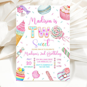 Two Sweet Birthday Invitation, Candy Sweet 2nd Bir Invitation