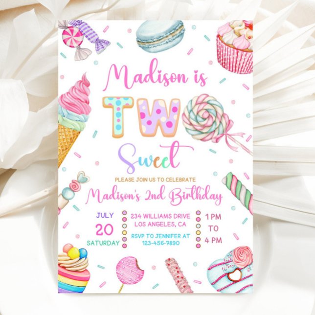 Two Sweet Birthday Invitation, Candy Sweet 2nd Bir Invitation (Creator Uploaded)