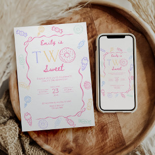 Two Sweet Birthday Invitation Sweet 2nd Birthday 