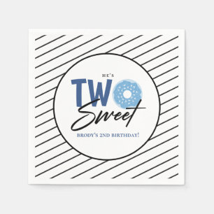 TWO Sweet Blue Doughnut 2nd Birthday Party Napkin