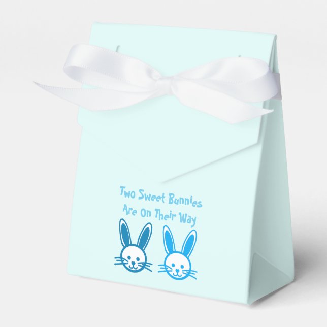 Two Sweet Bunnies Twin Boys Favor Box (Front Side)