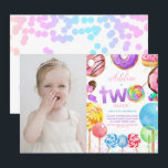 Two Sweet Candyland Colourful 2nd Birthday Photo Invitation<br><div class="desc">Two Sweet Candyland Colourful 2nd Birthday Photo Invitation

Looking for cute and fun doughnut invitation for sweet one girl birthday? Doughnut worry! Just edit text and personalized your own cute invitation!</div>