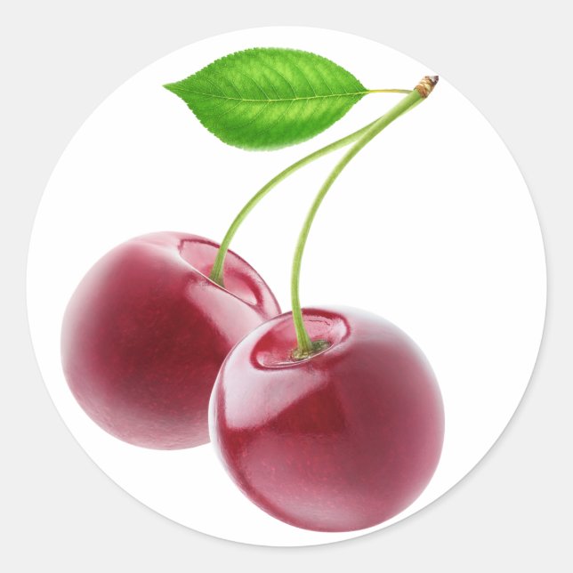 Two sweet cherries classic round sticker (Front)