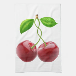 Two sweet cherries kitchen towel