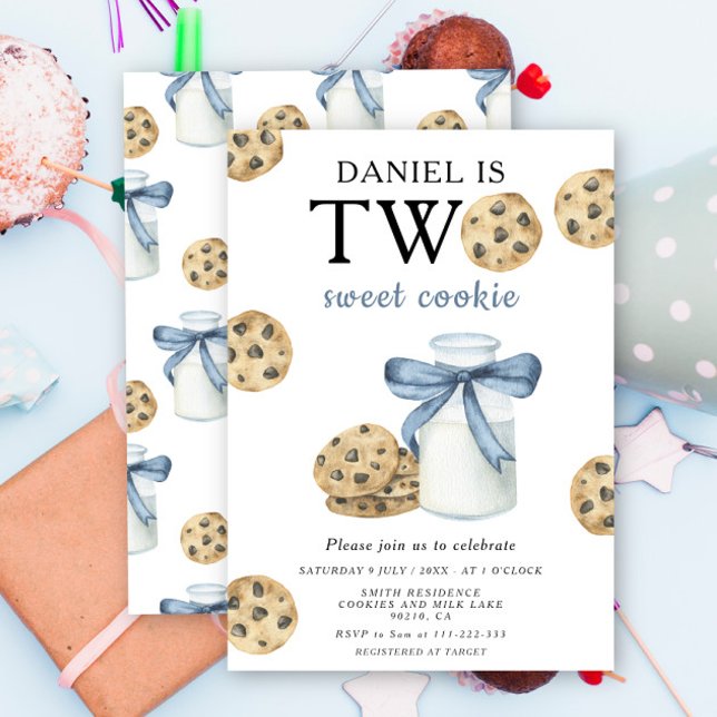 Two Sweet Cookie and Milk First Birthday  Invitation (Creator Uploaded)