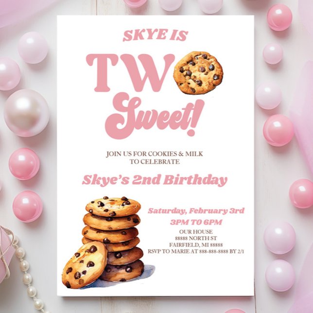 Two Sweet Cookies and Milk 2nd Birthday Party Invitation (Creator Uploaded)