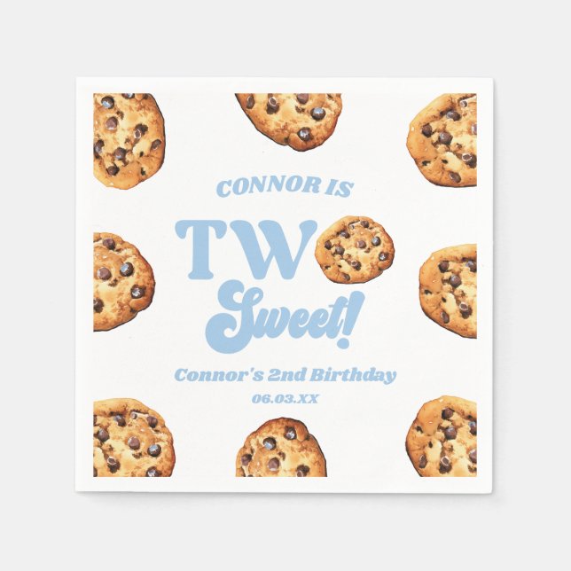 Two Sweet Cookies and Milk 2nd Birthday Party Napkin (Front)