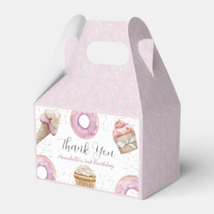 Two Sweet Cupcake & Doughnuts Girl 2nd Birthday Favor Box