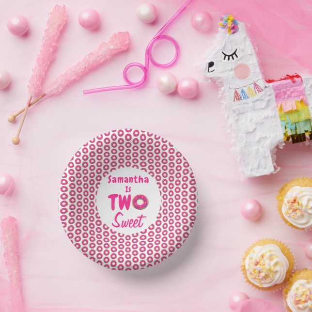Two Sweet Doughnut 2nd Birthday Paper Plate (Party)