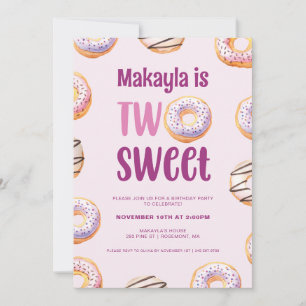 Two Sweet Doughnut Birthday Party Invitation