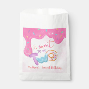Two Sweet Doughnut Birthday Plate Napkins Favour Bag