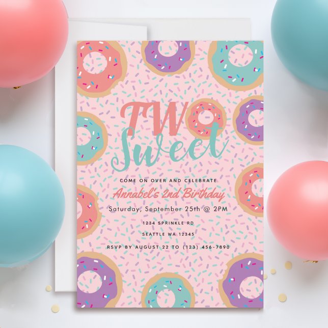 Two Sweet Doughnut Kids Birthday Invitation (Creator Uploaded)
