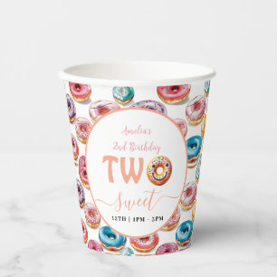 Two Sweet Doughnuts 2nd Birthday party Paper Cups