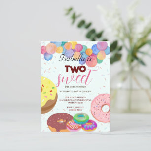 Two Sweet Doughnuts and Balloon 2nd Birthday Girl Postcard